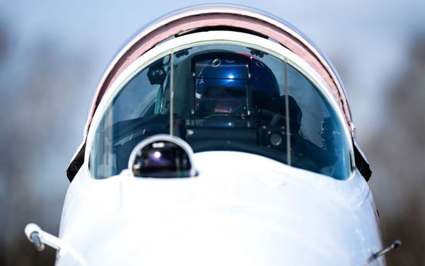 A MiG-29 fighter jet from the Strizhi (Swifts) aerobatic team at the Kubinka airfield - Sputnik International
