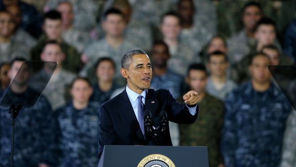 President Barack Obama speaks to military members and families Monday, Dec. 15, 2014, at Joint Base McGuire-Dix-Lakehurst, in Wrightstown, N.J. President Barack Obama speaks to military members and families Monday, Dec. 15, 2014, at Joint Base McGuire-Dix-Lakehurst, in Wrightstown, N.J. - Sputnik International