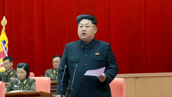 North Korean leader Kim Jong Un speaks during the 5th meeting of training officers of the Korean People's Army North Korean leader Kim Jong Un speaks during the 5th meeting of training officers of the Korean People's Army - Sputnik International
