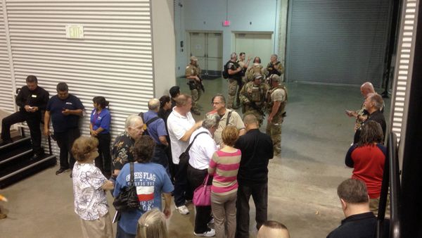 People are sequestered by members of the Garland Police Department inside the Curtis Culwell Center, Sunday, May 3, 2015, in Garland, Texas. People are sequestered by members of the Garland Police Department inside the Curtis Culwell Center, Sunday, May 3, 2015, in Garland, Texas. - Sputnik International