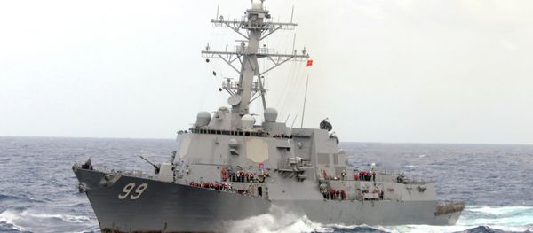 The guided-missile destroyer USS Farragut is shown in this undated photo operating in heavy seas in the Atlantic Ocean The guided-missile destroyer USS Farragut is shown in this undated photo operating in heavy seas in the Atlantic Ocean - Sputnik International