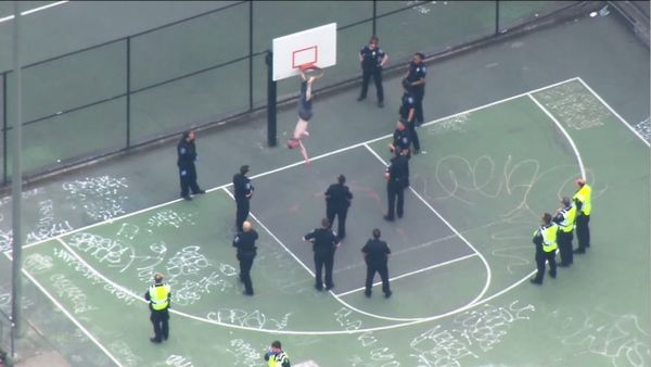 Shirtless man removed from basketball hoop - Sputnik International