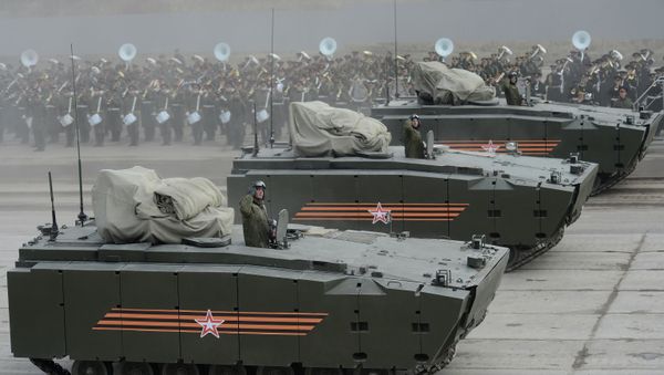 Joint training of soldier formations and mechanized units for Victory Parade - Sputnik International