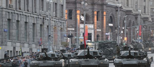 Armata T-14 during the rehearsal of the Victory Day military parade in Moscow - Sputnik International