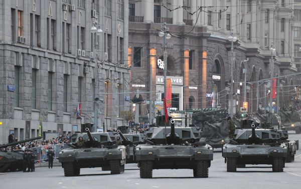 Armata T-14 during the rehearsal of the Victory Day military parade in Moscow - Sputnik International