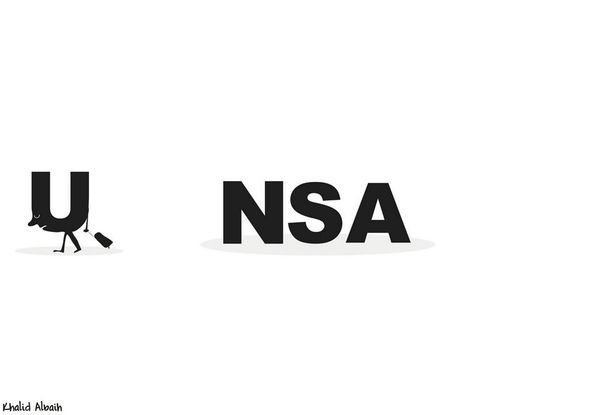 Albaih's cartoon following Edward Snowden's leak of the NSA's sweeping surveillance program.  - Sputnik International