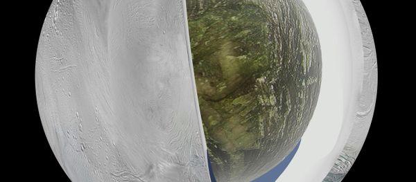This illustration shows the possible interior of the Saturn moon Enceladus. This illustration shows the possible interior of the Saturn moon Enceladus. - Sputnik International