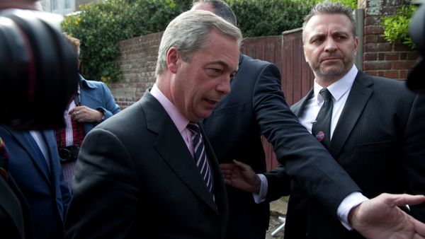 Nigel Farage the leader of the UK Independence Party (UKIP) arrives for the announcement of the official count for the South Thanet parliamentary seat at the Winter Gardens in Margate, south east England, Friday, May 8, 2015 - Sputnik International