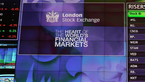 The main video board seen inside the entrance to the official offices for the London Stock Exchange is seen just after the start of trading in London The main video board seen inside the entrance to the official offices for the London Stock Exchange is seen just after the start of trading in London - Sputnik International
