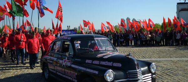 Participants in Our Great Victory motor rally welcomed in Moscow Participants in Our Great Victory motor rally welcomed in Moscow - Sputnik International