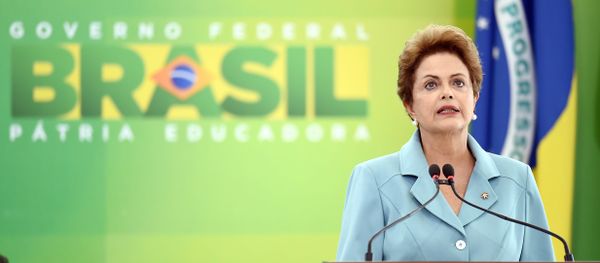 Brazilian President Dilma Rousseff delivers a speech on May 8, 2015, during a ceremony at the Planalto Palace in Brasilia to mark the 70th anniversary of the victory over Nazi Germany during World War II - Sputnik International