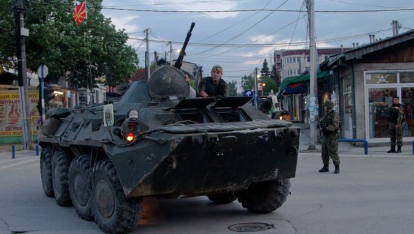 Macedonian special police unit leave the area were a battle took place involving the police and an armed group, in northern Macedonian town of Kumanovo Macedonian special police unit leave the area were a battle took place involving the police and an armed group, in northern Macedonian town of Kumanovo - Sputnik International