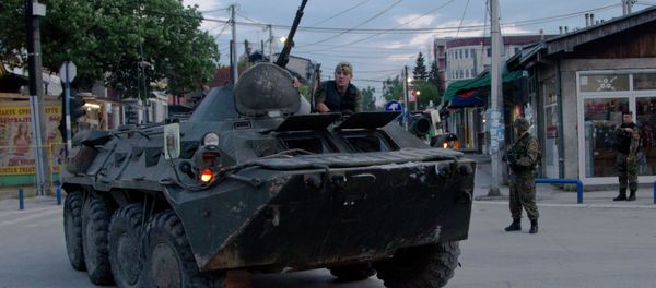Macedonian special police unit leave the area were a battle took place involving the police and an armed group, in northern Macedonian town of Kumanovo Macedonian special police unit leave the area were a battle took place involving the police and an armed group, in northern Macedonian town of Kumanovo - Sputnik International