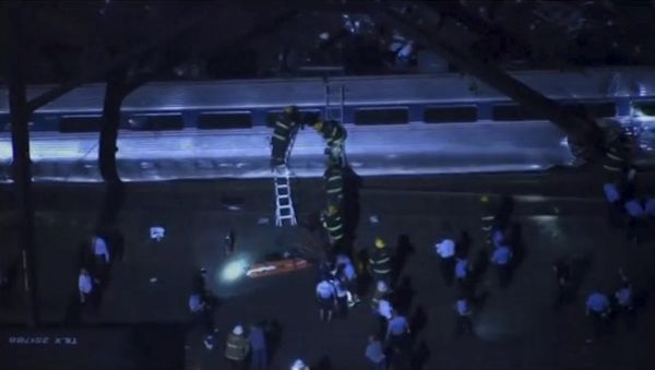 Aerial footage of first responders working at the scene of a train derailment in Philadephia, Pennslylania May 12, 2015 in this still image taken from footage by nbcphiladelphia.com Aerial footage of first responders working at the scene of a train derailment in Philadephia, Pennslylania May 12, 2015 in this still image taken from footage by nbcphiladelphia.com - Sputnik International