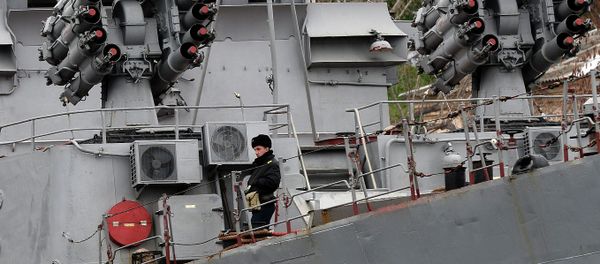 A Russian soldier stands on the Russian Black Sea Fleet Small Antisubmarine Warfare ship (ASW) Alexandrovets in the port of Sevastopol A Russian soldier stands on the Russian Black Sea Fleet Small Antisubmarine Warfare ship (ASW) Alexandrovets in the port of Sevastopol - Sputnik International
