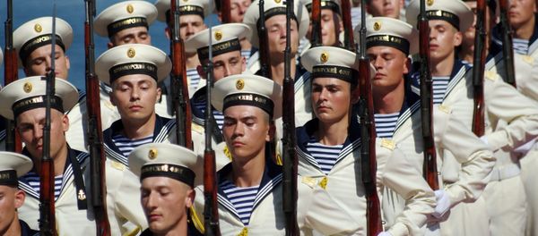 Sailors of Russian Black Sea Fleet march during Navy Day celebrations in Sevastopol Sailors of Russian Black Sea Fleet march during Navy Day celebrations in Sevastopol - Sputnik International