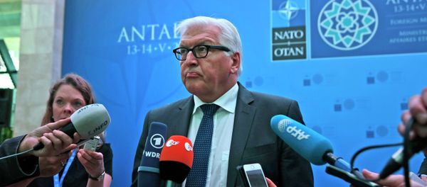 Germany's Foreign Minister Frank-Walter Steinmeier talks to members of the media on the sidelines of the NATO Foreign Ministers' conference in Antalya, Turkey, Wednesday, May 13, 2015 Germany's Foreign Minister Frank-Walter Steinmeier talks to members of the media on the sidelines of the NATO Foreign Ministers' conference in Antalya, Turkey, Wednesday, May 13, 2015 - Sputnik International