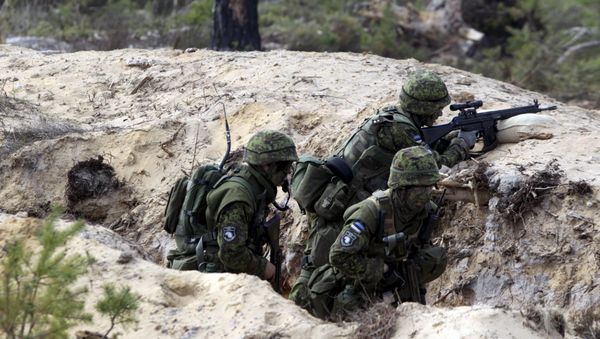Estonian soldiers take part in NATO military exercise Hedgehog 2015 at the Tapa training range in Estonia May 12, 2015 - Sputnik International