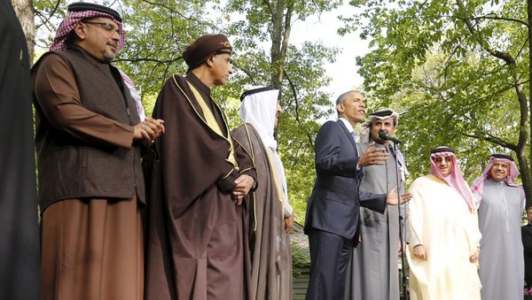 U.S. President Barack Obama speaks while hosting the six-nation Gulf Cooperation Council (GCC) at Camp David in Maryland May 14, 2015 U.S. President Barack Obama speaks while hosting the six-nation Gulf Cooperation Council (GCC) at Camp David in Maryland May 14, 2015 - Sputnik International