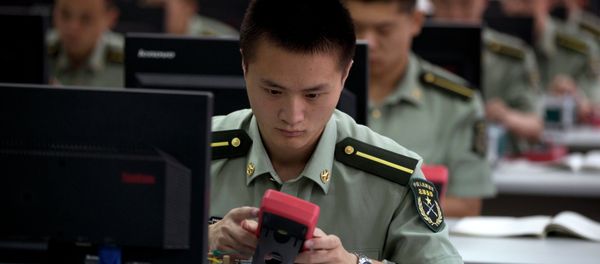 Chinese People's Liberation Army cadets talk part in a digital electronic skills class Chinese People's Liberation Army cadets talk part in a digital electronic skills class - Sputnik International