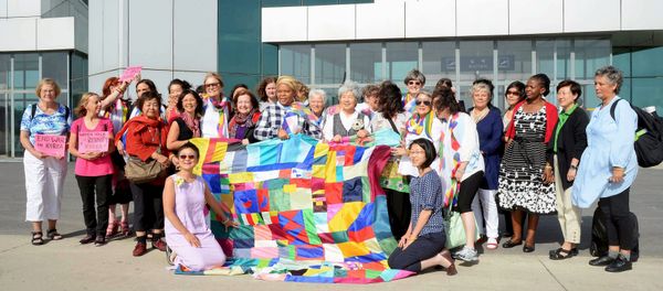 Female activists from around the world arrive at Pyongyang airport in Pyongyang, North Korea, in this photo taken and released by Kyodo May 19, 2015 Female activists from around the world arrive at Pyongyang airport in Pyongyang, North Korea, in this photo taken and released by Kyodo May 19, 2015 - Sputnik International
