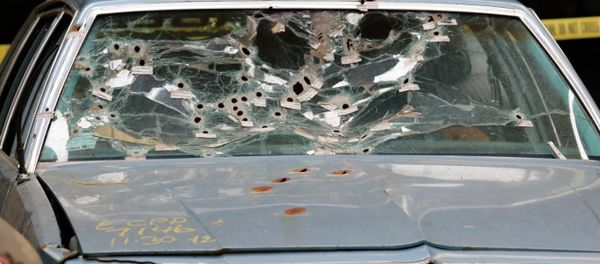 The car driven by Timothy Russell is shown Friday, April 10, 2015, in Cleveland. Cleveland police officer Michael Brelo, 31, was found not guilty of voluntary manslaughter in the November 2012 deaths of Russell, 43, and Malissa Williams, 30, after a high-speed chase. - Sputnik International