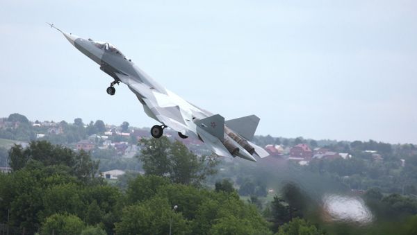 Test flight of T-50, fifth generation fighter aircraft designed by Sukhoi OKB Test flight of T-50, fifth generation fighter aircraft designed by Sukhoi OKB - Sputnik International