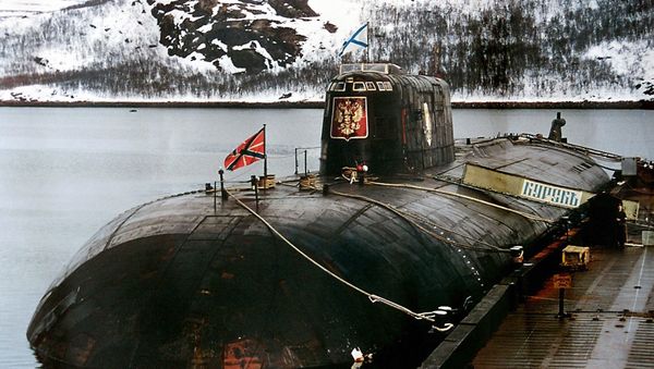 An undated file picture shows the 'Kursk' submarine in the base of Vidyayevo - Sputnik International