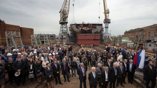 Construction of first nuclear icebreaker for Arctic launched in St Petersburg - Sputnik International