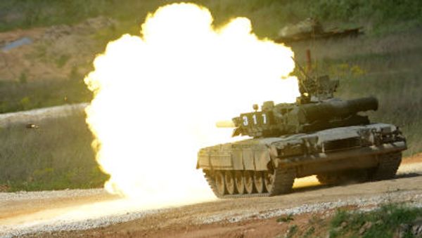 Tank T-80 during equipment demonstration at the International Military-Technical Forum “ARMY-2015” in Moscow region Tank T-80 during equipment demonstration at the International Military-Technical Forum “ARMY-2015” in Moscow region - Sputnik International