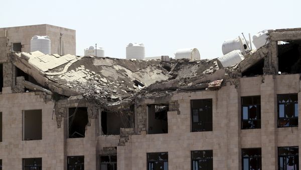 The Yemeni Football Association building, which was damaged in a Saudi-led air strike, is seen in Sanaa May 31, 2015. Aircraft from a Saudi-led coalition bombed Yemen's Houthi rebels throughout the country on Sunday, residents said, a day after border clashes killed a Saudi serviceman The Yemeni Football Association building, which was damaged in a Saudi-led air strike, is seen in Sanaa May 31, 2015. Aircraft from a Saudi-led coalition bombed Yemen's Houthi rebels throughout the country on Sunday, residents said, a day after border clashes killed a Saudi serviceman - Sputnik International