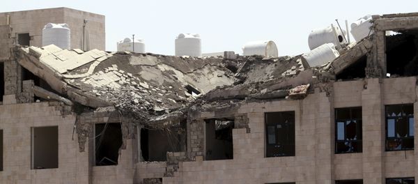 The Yemeni Football Association building, which was damaged in a Saudi-led air strike, is seen in Sanaa May 31, 2015. Aircraft from a Saudi-led coalition bombed Yemen's Houthi rebels throughout the country on Sunday, residents said, a day after border clashes killed a Saudi serviceman The Yemeni Football Association building, which was damaged in a Saudi-led air strike, is seen in Sanaa May 31, 2015. Aircraft from a Saudi-led coalition bombed Yemen's Houthi rebels throughout the country on Sunday, residents said, a day after border clashes killed a Saudi serviceman - Sputnik International