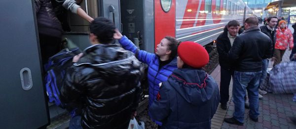 Ukrainian refugees at Rostov-on-Don railway station Ukrainian refugees at Rostov-on-Don railway station - Sputnik International