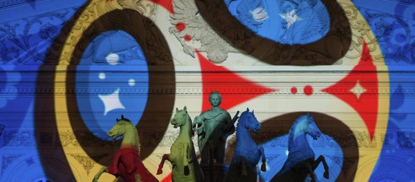 The official emblem of 2018 FIFA World Cup Russia projected on the facade of the State Academic Bolshoi Theatre, Moscow The official emblem of 2018 FIFA World Cup Russia projected on the facade of the State Academic Bolshoi Theatre, Moscow - Sputnik International