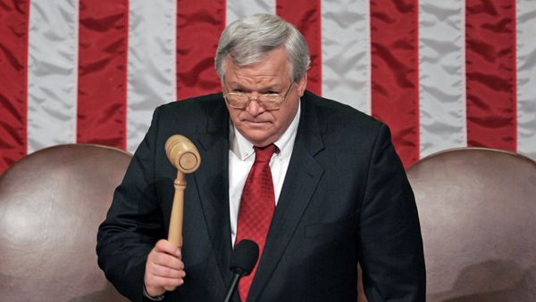 US House Speaker Dennis Hastert, Republican of Illinois, prior to the arrival of US President George W. Bush for the State of the Union address, on the floor of the House of Representatives in Washington, DC. File photo - Sputnik International