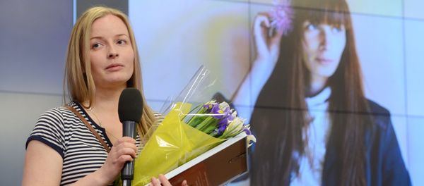 Winner of the Andrei Stenin International Press Photo Contest's Grand Prix Yelena Anosova at the award ceremony held at the Rossiya Segodnya International News Agency’s International Multimedia Press Center - Sputnik International