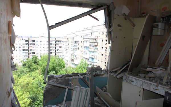 A destroyed apartment in a multiple occupancy building that was damaged during the shelling of Gorlovka in the Donetsk Region A destroyed apartment in a multiple occupancy building that was damaged during the shelling of Gorlovka in the Donetsk Region - Sputnik International