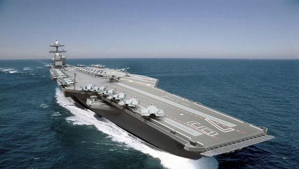 A photo illustration of the aircraft carrier John F. Kennedy (CVN 79) shown in this handout image courtesy of Huntington Ingalls Industries, Inc. released on June 5, 2015 - Sputnik International