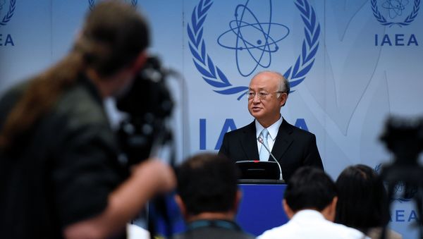 Yukiya Amano, director general of the International Atomic Energy Agency (IAEA) attends a press conference of the IAEA Board of Governors Meeting at IAEA headquarters in Vienna, Austria on June 8, 2015 Yukiya Amano, director general of the International Atomic Energy Agency (IAEA) attends a press conference of the IAEA Board of Governors Meeting at IAEA headquarters in Vienna, Austria on June 8, 2015 - Sputnik International