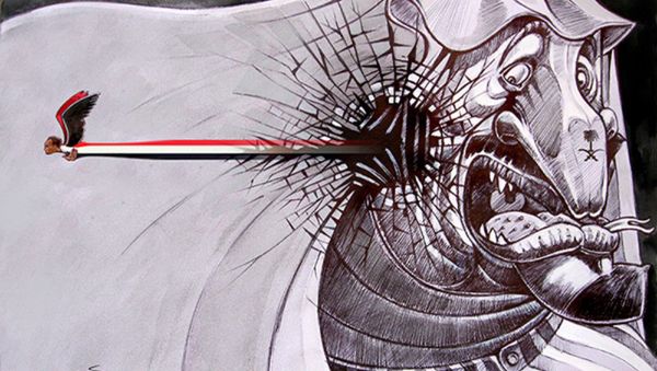 Iranian Saman Ahmadi's cartoon at the exhibition in Tehran - Sputnik International