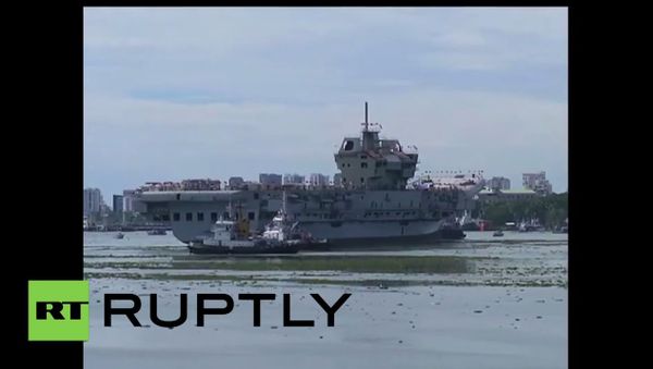India: First EVER indigenously built INS Vikrant aircraft carrier undocks successfully - Sputnik International