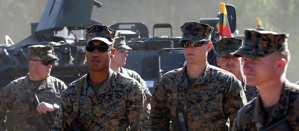 U.S. soldiers attend an opening ceremony of military exercise 'Saber Strike 2015', at the Gaiziunu Training Range in Pabrade some 60km.(38 miles) north of the capital Vilnius, Lithuania U.S. soldiers attend an opening ceremony of military exercise 'Saber Strike 2015', at the Gaiziunu Training Range in Pabrade some 60km.(38 miles) north of the capital Vilnius, Lithuania - Sputnik International