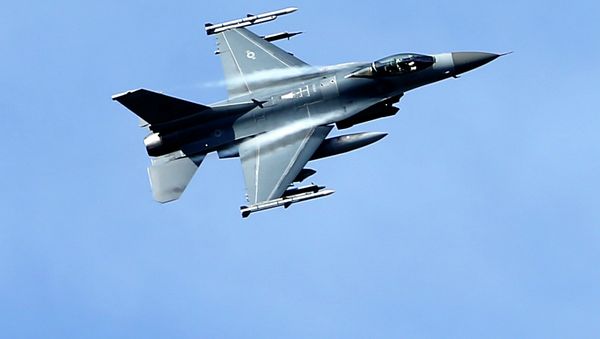A US military fighter jet participates in a NATO Baltic Air Policing Mission practice mission near Estonia. - Sputnik International