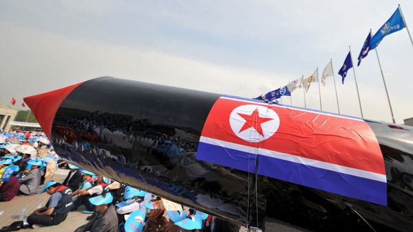 A mock North Korean missile is pictured during a rally denouncing North Korea's nuclear test and its recent missile launches, at the War Memorial of Korea in Seoul A mock North Korean missile is pictured during a rally denouncing North Korea's nuclear test and its recent missile launches, at the War Memorial of Korea in Seoul - Sputnik International