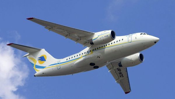 New An-148 regional twin-jet passenger aircraft during its first flight from the Antonov aircraft factory in Kiev, Ukraine - Sputnik International
