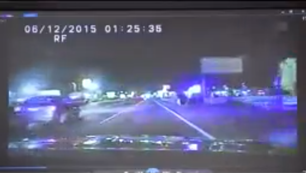 Screenshot from a police dashcam during a high-speed chase of a motorycle - Sputnik International