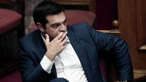 Greek Prime Minister Alexis Tsipras looks on within his address to the Greek Parliament in Athens on June 5, 2015 Greek Prime Minister Alexis Tsipras looks on within his address to the Greek Parliament in Athens on June 5, 2015 - Sputnik International