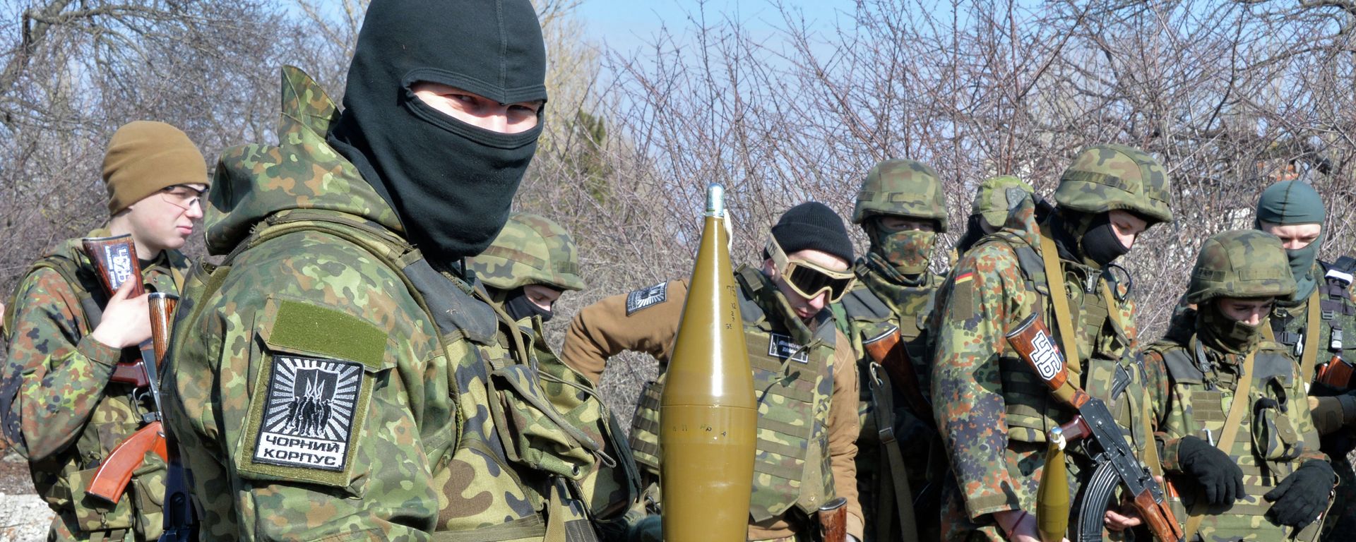 Fighters of Ukrainian volonteer Azov battalion take part in military exercises not far southeastern Ukrainian city of Mariupol, on February 27, 2015 - Sputnik International, 1920, 28.04.2022