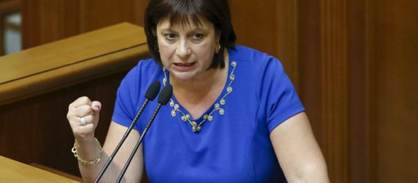 Ukraine's Finance Minister Natalia Yaresko speaks to deputies during a report for the fulfillment of the state budget in parliament, in Kiev, Ukraine, June 16, 2015 Ukraine's Finance Minister Natalia Yaresko speaks to deputies during a report for the fulfillment of the state budget in parliament, in Kiev, Ukraine, June 16, 2015 - Sputnik International