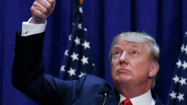 US Republican presidential candidate, real estate mogul and TV personality Donald Trump acknowledges supporters while formally announcing his campaign for the 2016 Republican presidential nomination during an event at Trump Tower in New York June 16, 2015 US Republican presidential candidate, real estate mogul and TV personality Donald Trump acknowledges supporters while formally announcing his campaign for the 2016 Republican presidential nomination during an event at Trump Tower in New York June 16, 2015 - Sputnik International